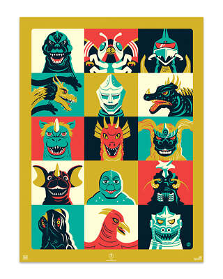 Godzilla Showa Bunch by Dave Perillo Ltd Edition x/150 Screen Print MINT Art-image