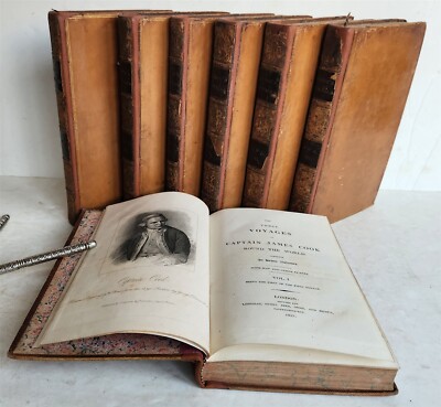 1821 3 VOYAGES of CAPTAIN COOK 7 vols ILLUSTRATED antique in ENGLISH-image