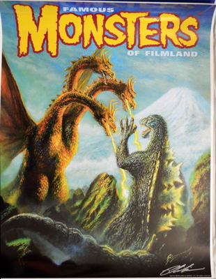 2015 SDCC Exclusive Famous Monsters GODZILLA vs GHIDORAH PRINT HAND SIGNED P Kim-image
