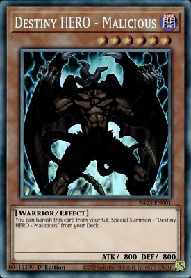 Destiny HERO - Malicious - Collector's Rare 1st Edition RA03-EN001 - NM - YuGiOh-image