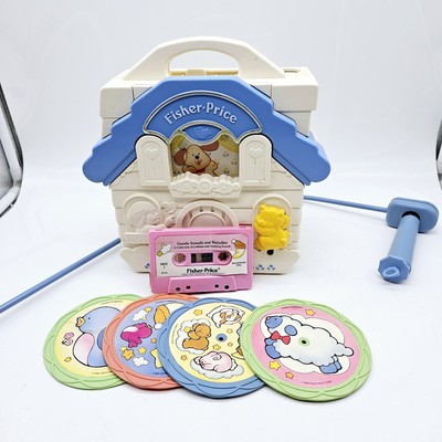 Fisher Price Soft Sound Cassette Tape Player Mobile with 4 Records Vintage -image