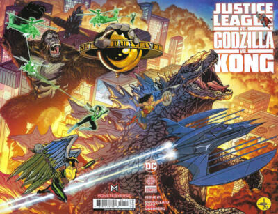 JUSTICE LEAGUE VS GODZILLA VS KONG #1 COVER A 1ST PRINT DREW JOHNSON WRAP-image