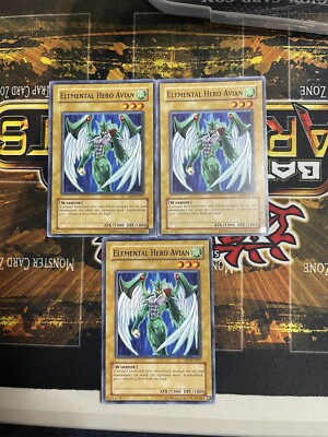3x Elemental Hero Avian (YSD-EN007) Yu-Gi-Oh! Warrior Monster Card NM-image