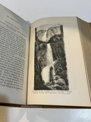 1872 Full Leather Yosemite Book Golden State A History Gold Rush Engravings Maps-image