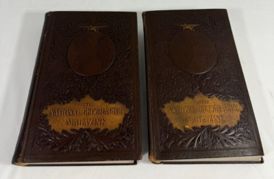 National Geographic Magazine Bound Volumes 65 & 66 (1934) — Leather HC w/ Plates-image