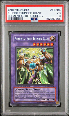 YUGIOH Elemental Hero Collection 2 Thunder Giant EHC2-EN004 PSA 3 Secret Rare-image