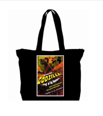 Godzilla Movie Poster Tote Bag All Purpose Bag Retro Classic horror film-image