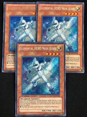 YUGIOH ELEMENTAL HERO NEOS ALIUS LCGX-EN028 1ST X1 RYMP X2 SECRET RARE X3 MP-image
