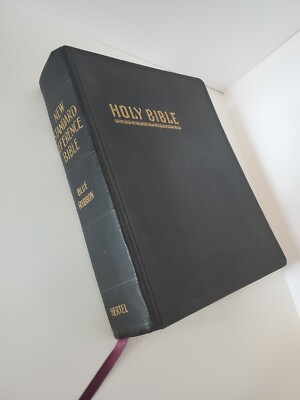 Holy Bible Hertel Blue Ribbon New Standard Reference Red Letter Edition 1957 12”-image