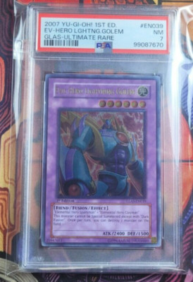 Elemental Hero Lightning Golem Ultimate Rare 1st Edition PSA 7	Yugioh Card Grade-image