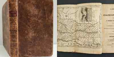 1824 antique VERMONT HISTORY GAZETTEER w foldout MAP engravings towns-image