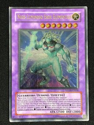 YUGIOH ELEMENTAL HERO GLOW NEOS STON-EN036 - IT036 ULTIMATE RARE (ITALIAN) LP-image