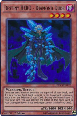 1X NM Destiny HERO - Diamond Dude - DESO-EN009 - Super Rare 1st Edition yugioh-image