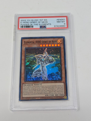 Yugioh Elemental HERO Spirit of Neos POTE-EN001 Super Rare 1st Ed PSA 8-image