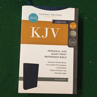 Holy Bible KJV Red letter Edition Giant Print Nelson Blue Leatherette 2017 Maps-image