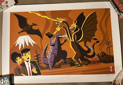 SHAG Kingu Monsuta Art Print Josh Agle Toho Godzilla Ghidorah Rodan Poster LE-image