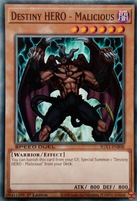 SGX1-ENB08 DESTINY HERO - MALICIOUS COMMON 1ST EDITION YuGiOh CARD-image