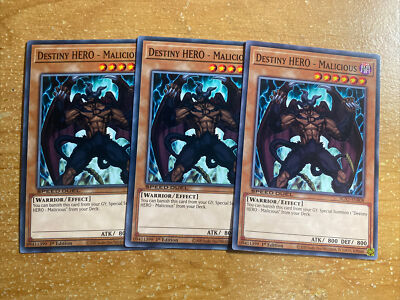 🔥 3X YuGiOh DESTINY HERO - MALICIOUS SGX1-ENB08 COMMON PLAYSET NM 1ST EDITION-image