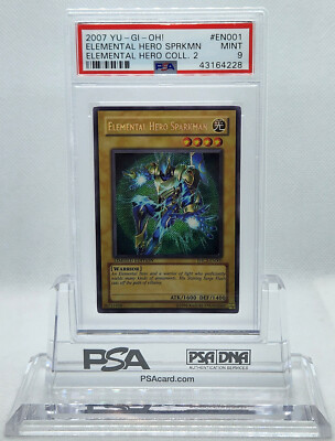 YUGIOH EHC2-EN001 ELEMENTAL HERO SPARKMAN SECRET RARE HOLO PSA 9 MINT #43164228-image