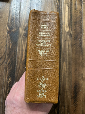 1993 Brown Leather LDS Quad Scriptures 7-1/2” X 5-1/2”-image