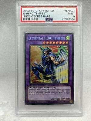 2022 Yugioh Elemental Hero Tempest 1st Edition PSA 9 Secret Rare SGX2-ENA21-image