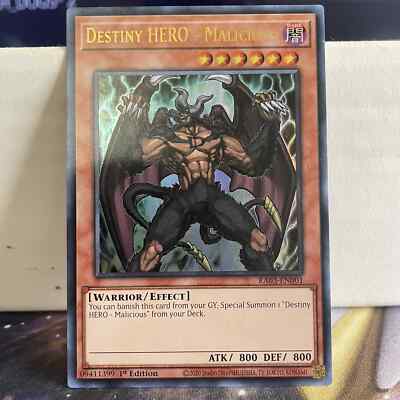 1ST EDITION DESTINY HERO-MALICIOUS 2020 RA03-EN001 YUGIOH CARD (NM)-image