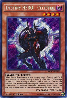 Near Mint x 1 Destiny HERO - Celestial - DESO-EN006 - Secret Rare - 1st Edition -image