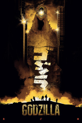 GODZILLA (orange) by Patrick Connan Movie Poster Print Mondo Art MINT-image