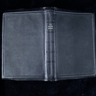 Vtg La Sacra Bibbia Nuovo Black Leather Maps Italian Bible Giovanni Diodati-image