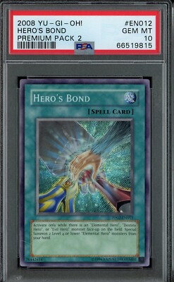 YuGiOh Hero's Bond PP02-EN012 PSA 10 GEM MINT SCR Premium Pack 2 Elemental Hero-image