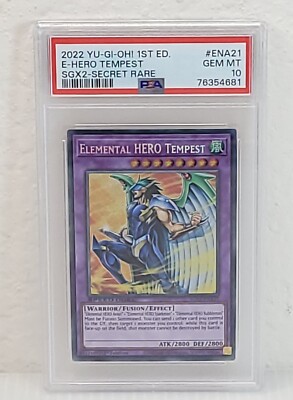 2022 Yugioh E-Hero Tempest SGX2-ENA21 1st Edition SGX2 Secret Rare PSA 10 Pop 7-image