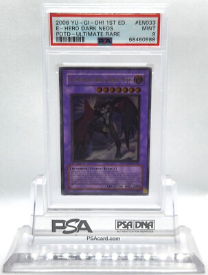 YUGIOH 1ST ED POTD-EN033 ELEMENTAL HERO DARK NEOS ULTIMATE PSA 9 MINT #68460988-image