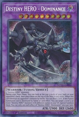 Yugioh Destiny Hero Dominance - 1st Edition Prismatic Secret Rare NM - Free Holo-image