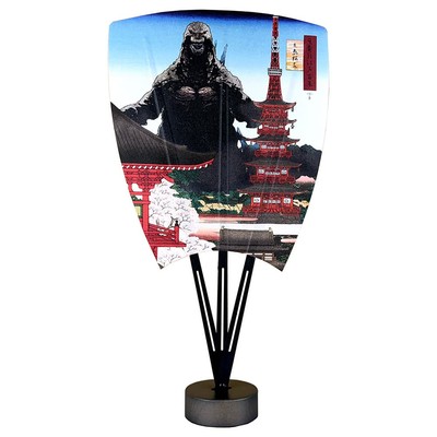 Godzilla Ukiyo-e Fan Edo Cherry Blossoms Japanese Traditional Artwork-image