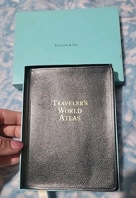 Tiffany & Co Traveler’s World Atlas, Green Leather Bound, Gilded Pages Vtg-image