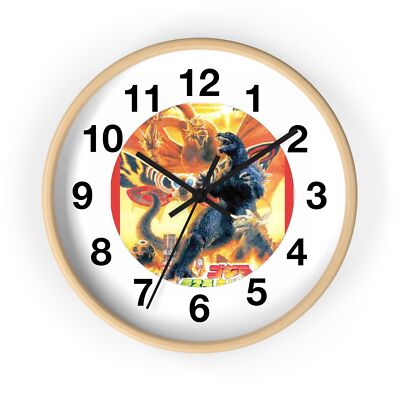 Godzilla Returns  Wall Clock All Wood Frame Time PIece Office, Home, Bathroom -image