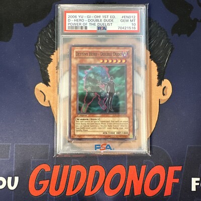 💎PSA 10 GEM MINT 2006 YU-GI-Oh! POTD DESTINY HERO-DOUBLE DUDE EN012 1st Edition-image