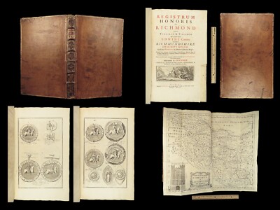 1722 Honour of Richmond 1ed Gale Medieval Yorkshire MAP Genealogy Coins HUGE-image