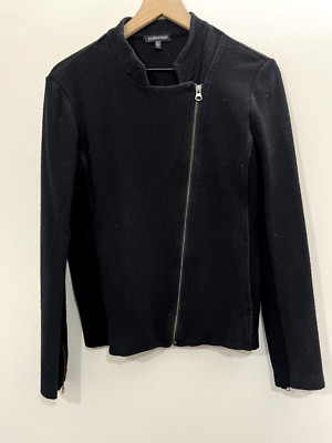 Eileen Fisher Women Viscose Stretch Moto Asymmetric Zip Jacket S Minimalist Chic-image