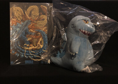 Kidrobot Godzilla Plush Loot Crate Blue Phunny & Art Print Set-image