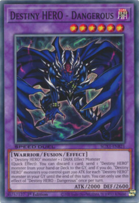 Yugioh! Destiny HERO - Dangerous - SGX1-ENB21 - Common - 1st Edition Near Mint, -image