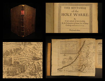 1640 History of Holy War CRUSADES Jerusalem anti-ISLAM Ottoman Map Thomas Fuller-image
