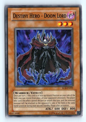 Yu-Gi-Uh Destiny Hero - Doom Lord #EOJ-EN001 Enemy of Justice tcg LP-image