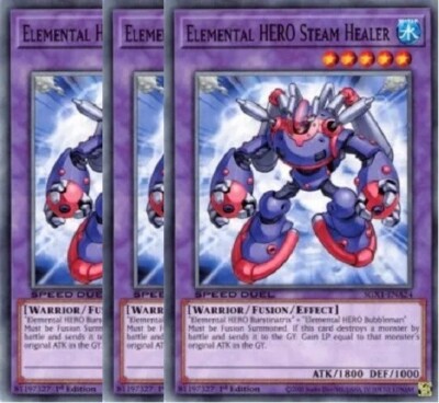 Yugioh Elemental HERO Steam Healer x 3 - 1st Edition NM - Free Holographic Card-image