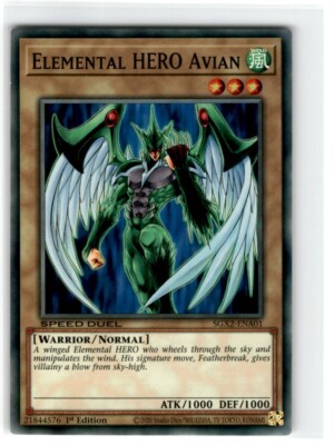 2020 Yu-Gi-Oh! Speed Duel Elemental Hero Avian Common SGX2-ENA01 Moderately-image