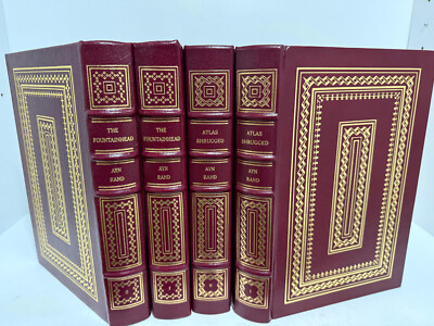 Easton Press AYN RAND - Atlas Shrugged 2 vols & Fountainhead 2 vols-image