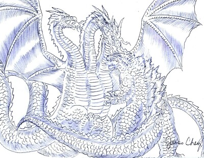 GODZILLA VERSUS KING GHIDORA MONSTER ZERO ORIGINAL COMIC ART PENCIL SKETCH-image