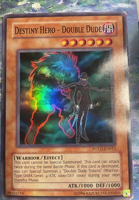 Yugioh, Destiny Hero - Double Dude, POTD-EN012, Super Rare, UNL, LP/MP-image