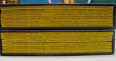 National Geographic Magazine 1984 with Maps and Leather Sleeves-image