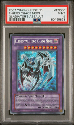 2007 YUGIOH 1ST GLAS-EN036 ELEMENTAL HERO CHAOS NEOS SECRET PSA 9 MINT #80455873-image